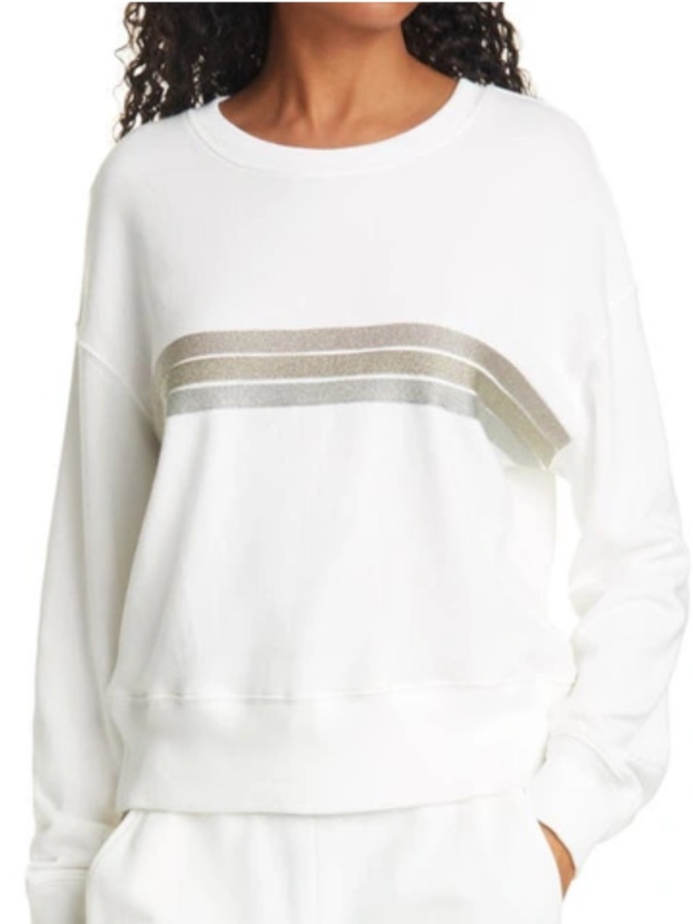 NWT Rails Ramona Metallic Stripe Sweatshirt metallic chest stripes Size XS